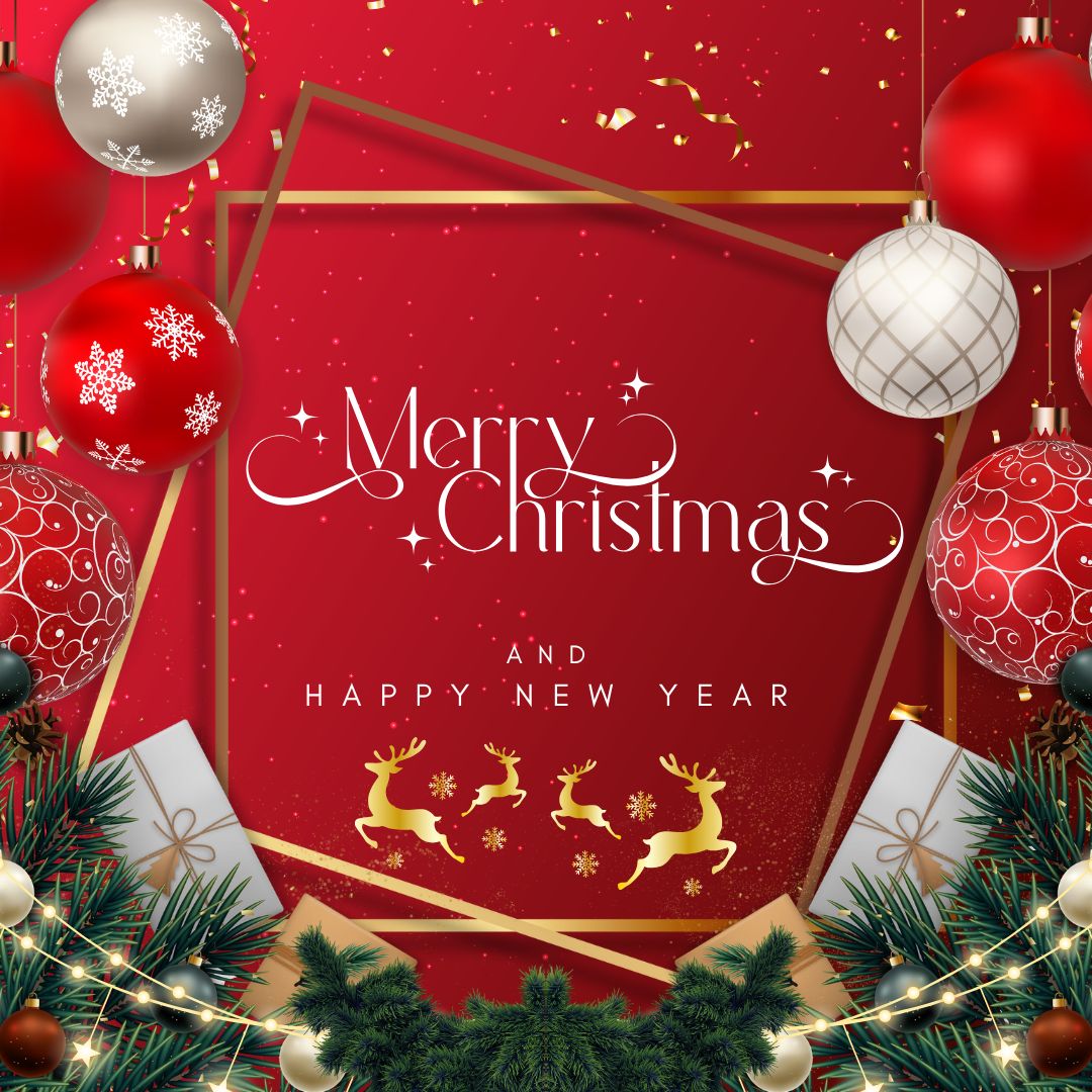 Red Merry Christmas and Happy New Year Instagram Post